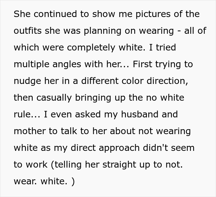 Bride Has Bright Punishment For Anyone Who Shows Up To The Wedding In White After Seeing What MIL Plans To Wear