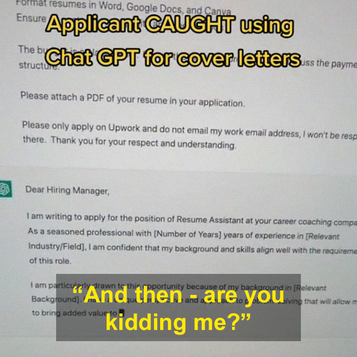 Job Applicant Tries To Use ChatGPT To Write Their Cover Letter But Employer Gets Caught