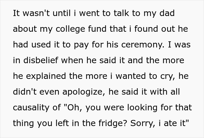 Dad Promises Daughter's College Fund, Ends Up Spending All Money On Her Wedding, Gets Offended After Daughter Cuts Him Off