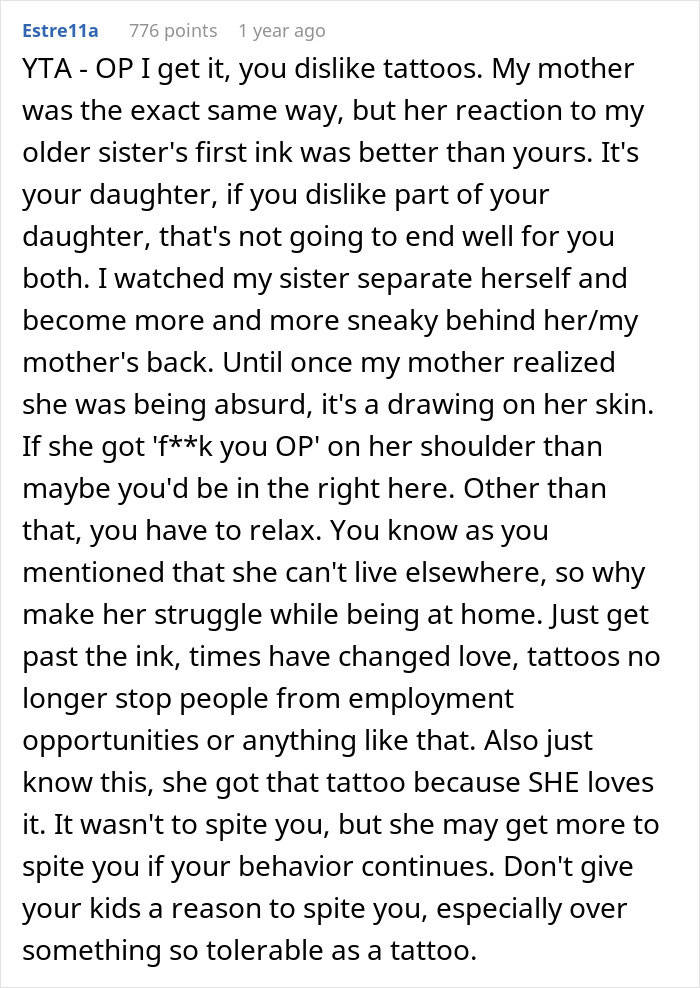 Mom Can't Cope With Son's Tattoo, Gives Him Ultimatum If She Wants To Continue Living With Him