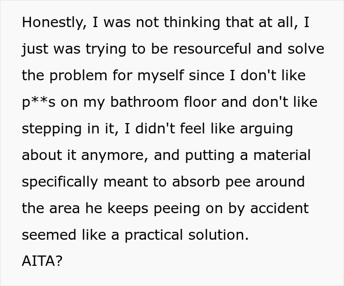 Woman Asks If She's A Jerk For Using Dog Wee-Wee Pads In The Bathroom, Because Her Boyfriend Has Bad Intentions