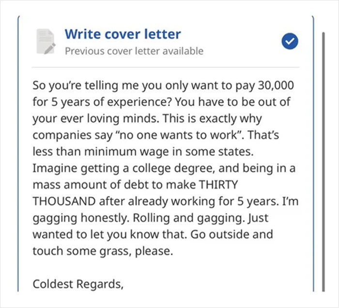“Touch Some Grass, Please”: Job Applicant Returns Insulting Job Offer With Cover Letter