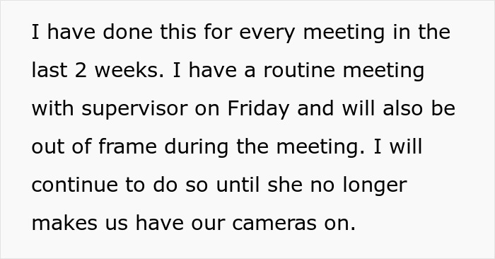 Boss Demands Cameras Stay On During Online Meetings, Woman Maliciously Follows