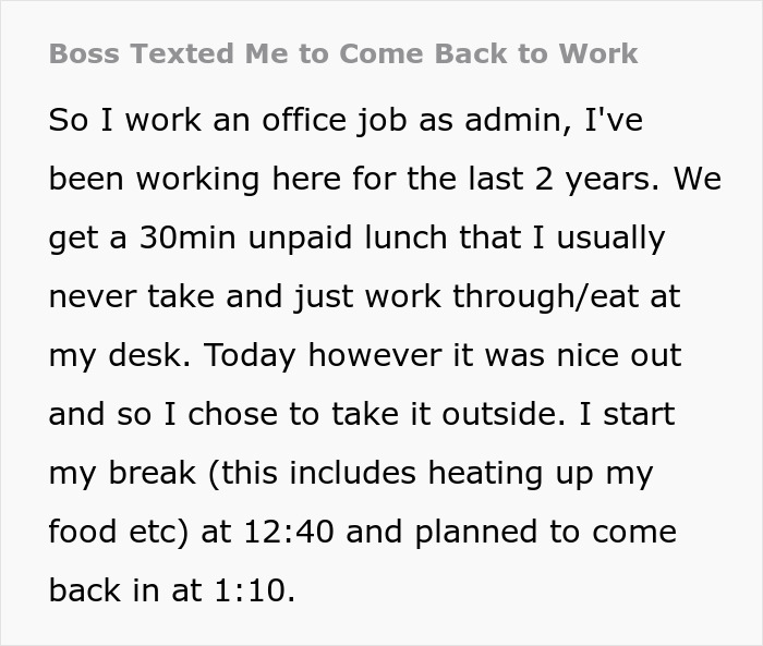 Employees Have Lunch Break At 12:40, Boss Gets Livid, Texts Them Back