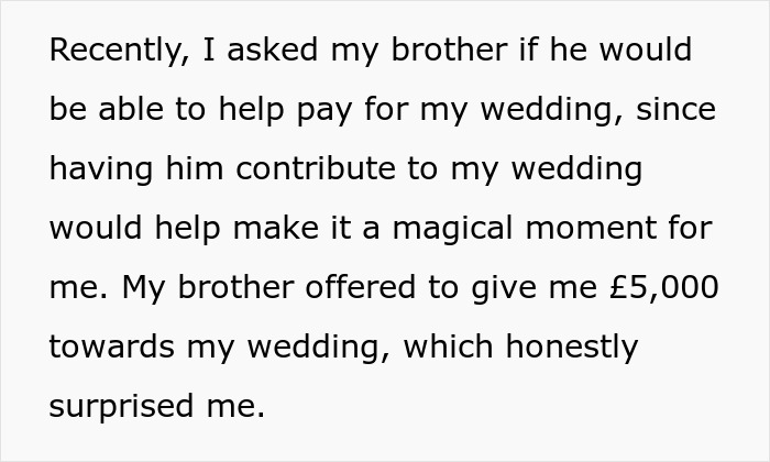 Arrogant Bride Slams Brother For Not Wanting To Contribute $26K For Her 'Dream Wedding'