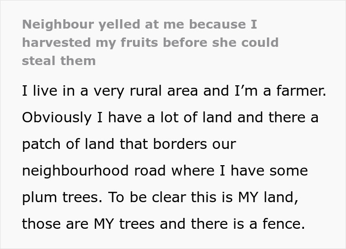 'Karen' is mad at this farmer for harvesting his own crops because he wants to steal some.