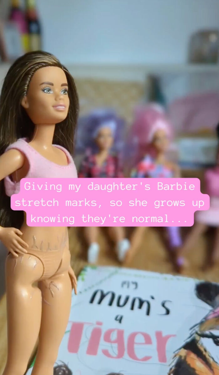 Mom Celebrates Realistic Body Standards By Drawing Stretch Marks On Barbie