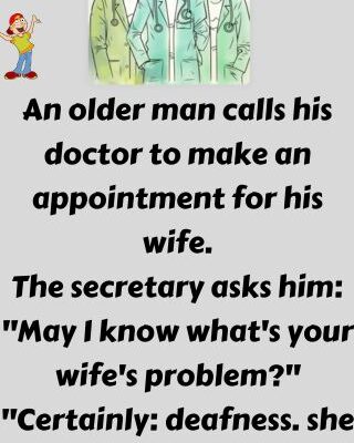An older man calls his doctor to make an appointment for his wife