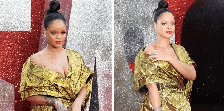 Rihanna Struggles With Ill-Fitted Dress