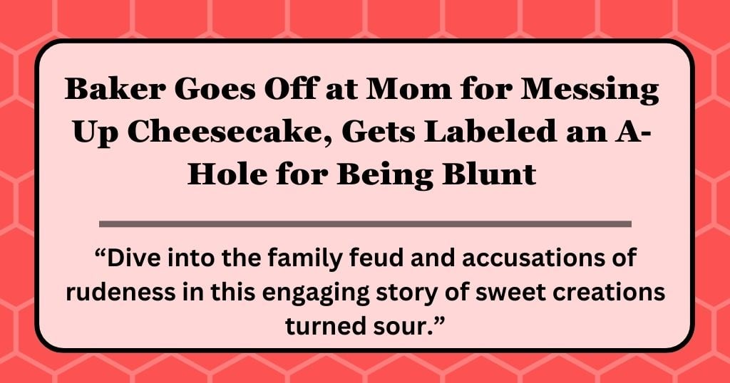 Baker Goes Off at Mom for Messing Up Cheesecake, Gets Labeled an A-Hole for Being Blunt