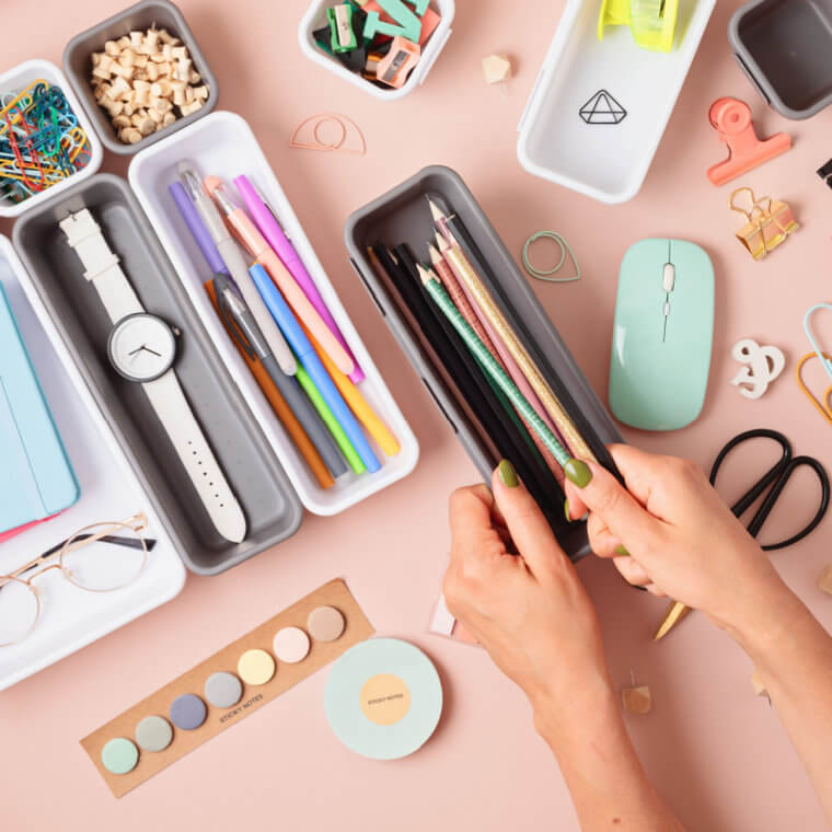 Organize Drawers Using Plastic Trays