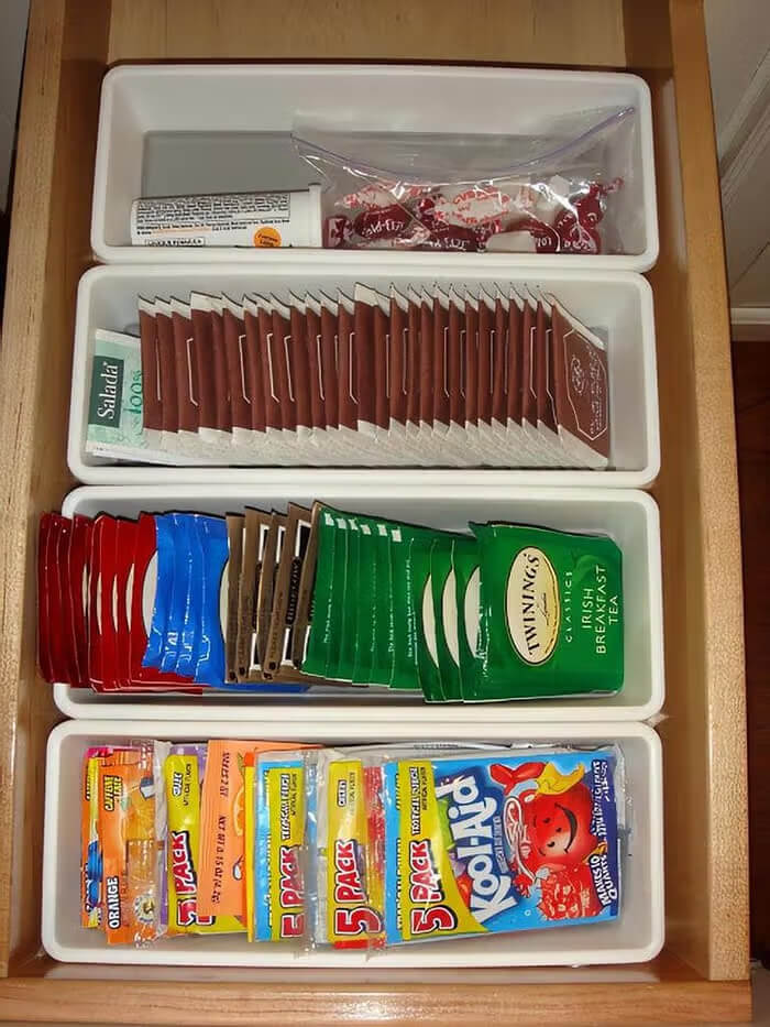 Turn Plastic Containers Into Drawer Organizers