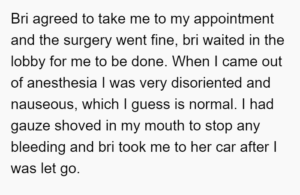 "I was left at a pool after dental surgery by my SIL, her marriage