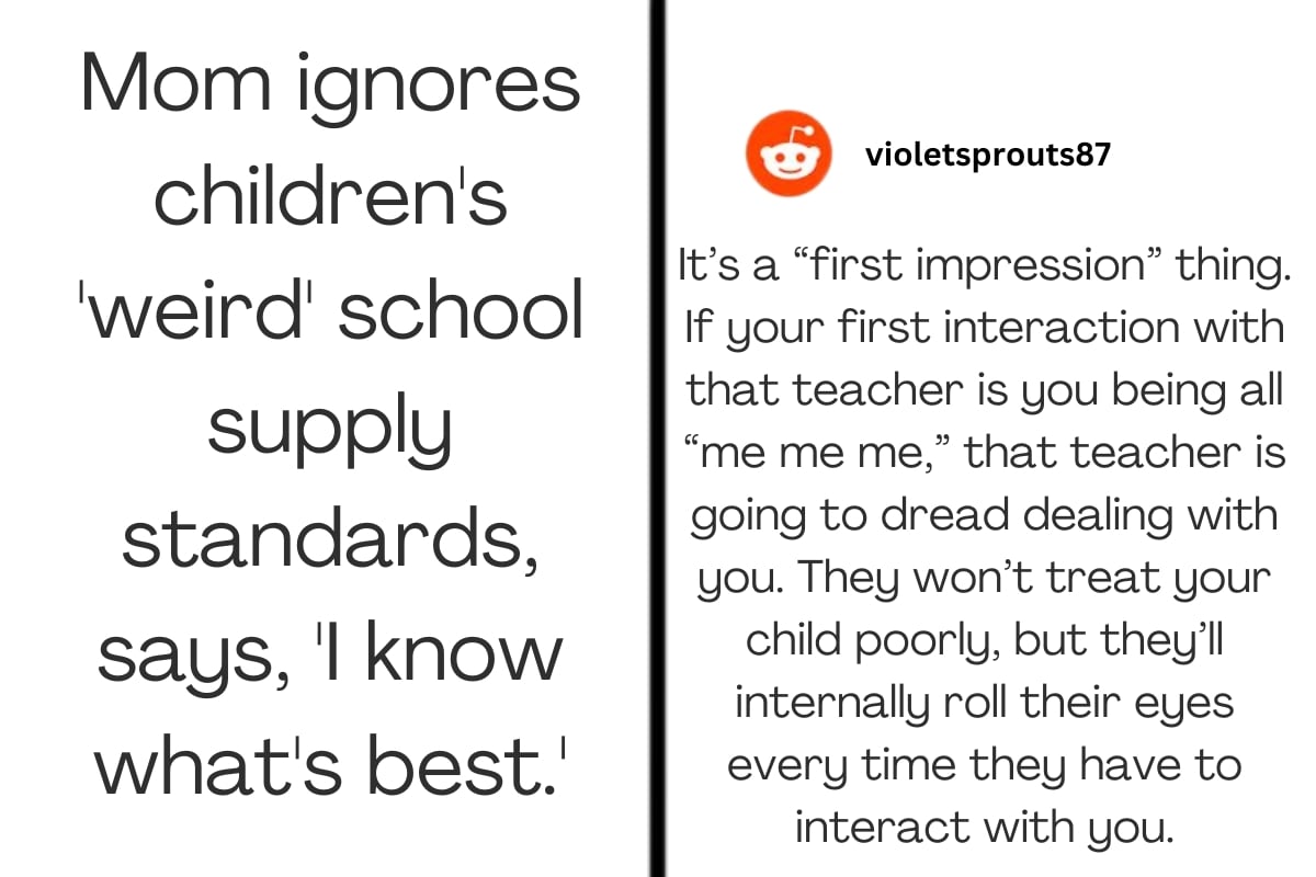 Mom ignores children's 'weird' school supply standards, says, 'I know what's best.'