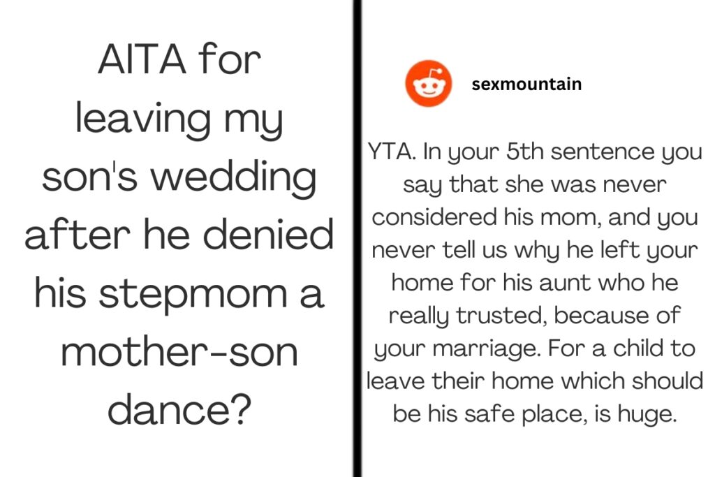 Dad asks if he was wrong for walking out on son's wedding over mother-son dance.