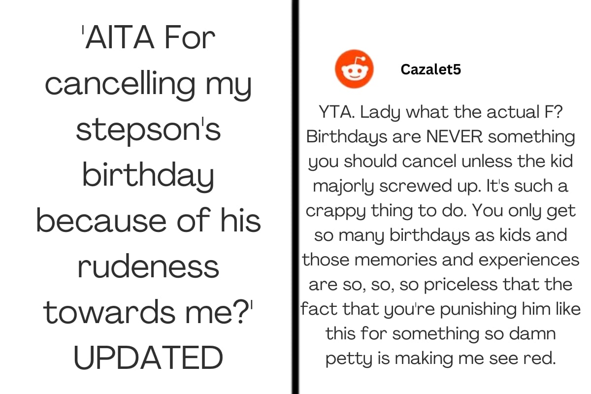 'AITA For cancelling my stepson's birthday because of his rudeness towards me?' UPDATED