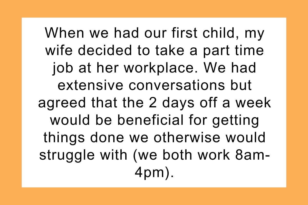 Husband won't let SAHM have two days a week off; says 'that's not our parenting plan.'