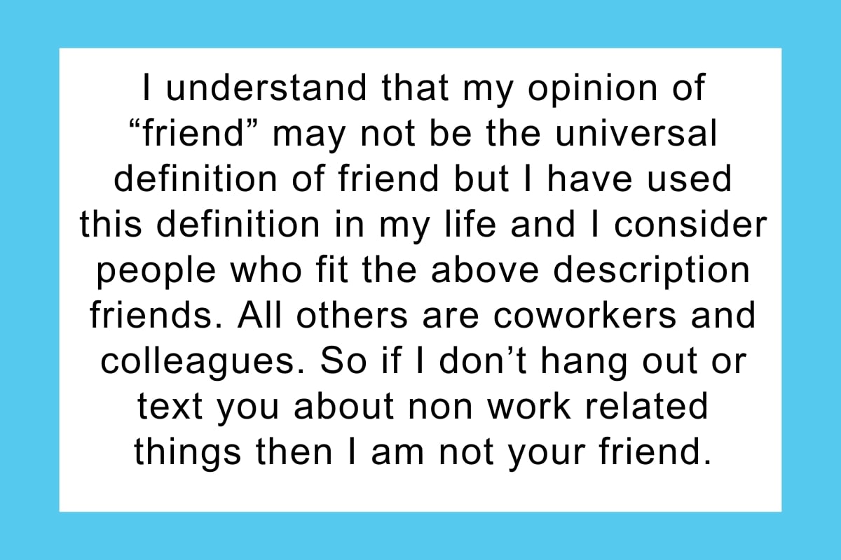 'Rigid' coworker upsets female colleague on last day; 'we're coworkers, not friends.'