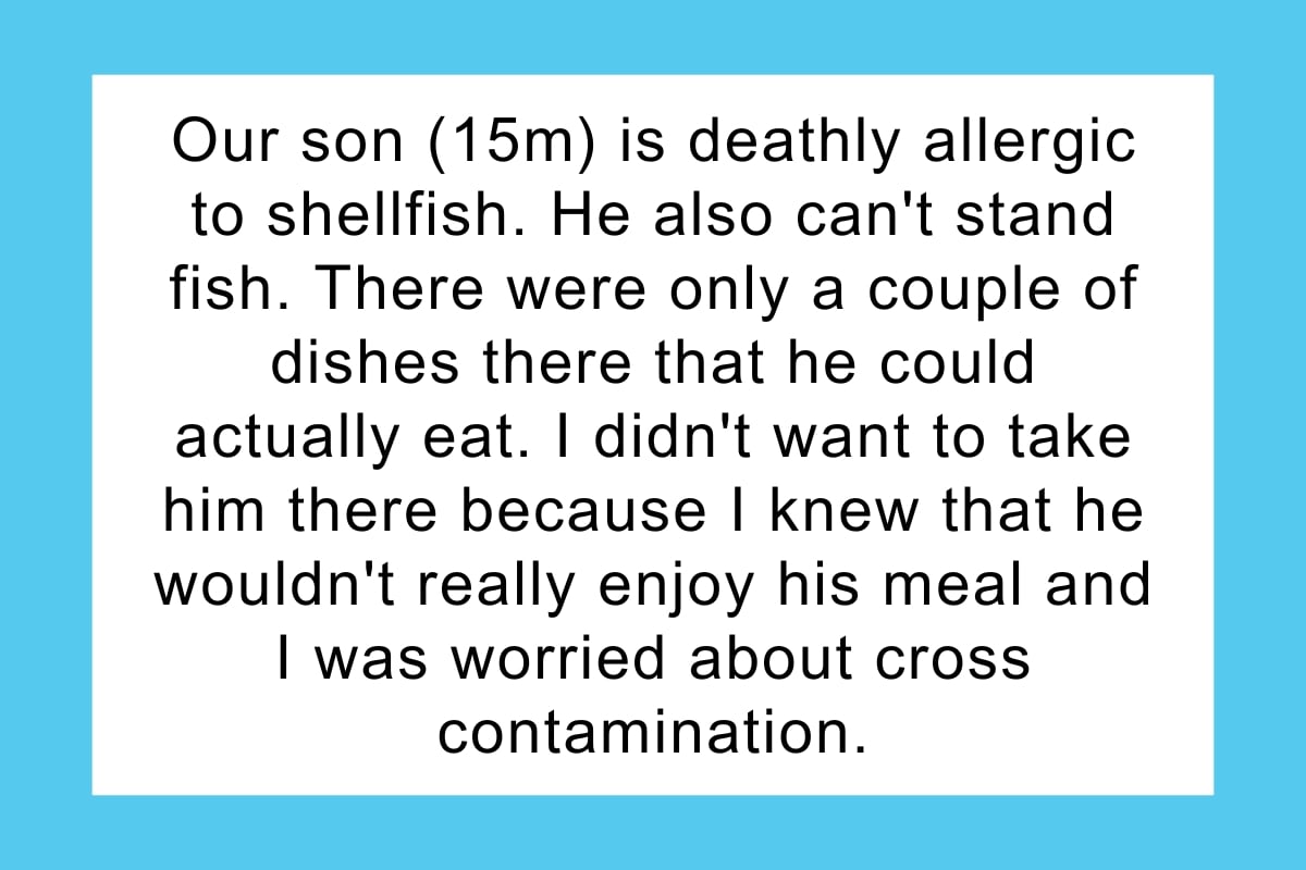 Mom forces teen daughter to accommodate son's allergy for bday dinner, 'he'd be fine home alone.' AITA?