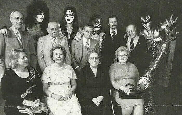 The Bandmates of Kiss Posing With Their Family