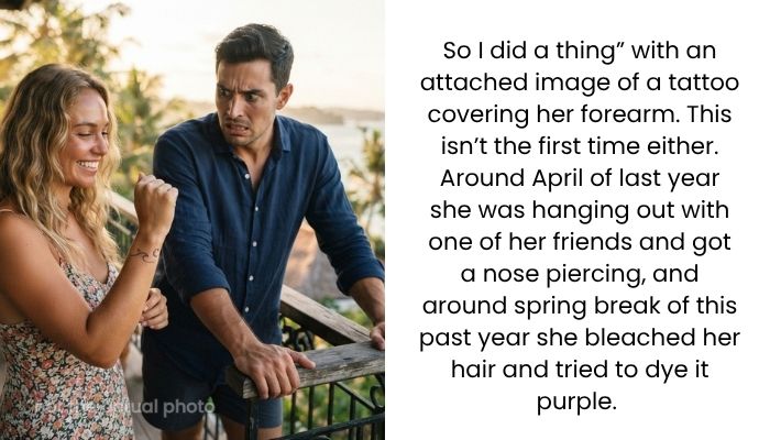 Girlfriend Gets Surprise Tattoo on Vacation, Leaving Long-Term Relationship Feeling Shaken