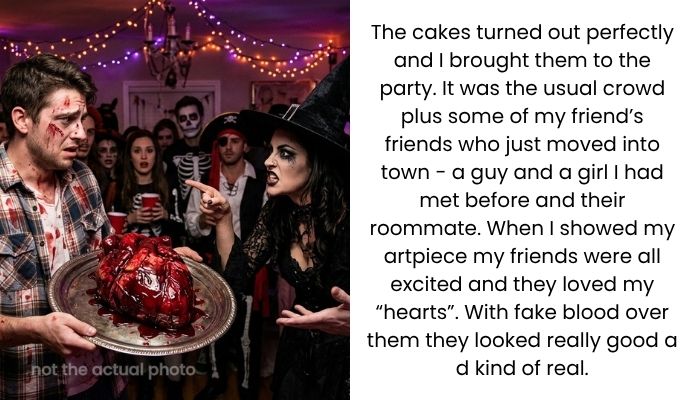 Man Brings Realistic Human Heart Cakes to Halloween Party, but Guests Get Upset and Demand an Apology